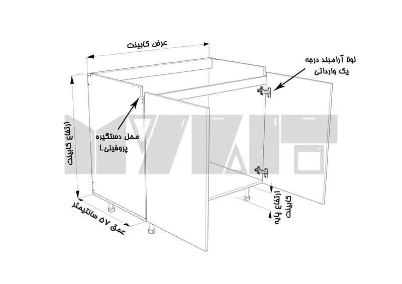 زیر سینکی (MDF) دستگیره پروفیلی 120-80 سانت - 35 درصد ورق بدنه - 22 درصد ورق درب gallery2