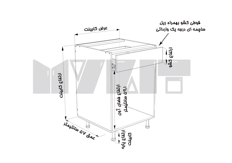 یونیت زمینی فر 60 سانتیمتر - 40 درصد ورق بدنه - 4 درصد ورق درب gallery1