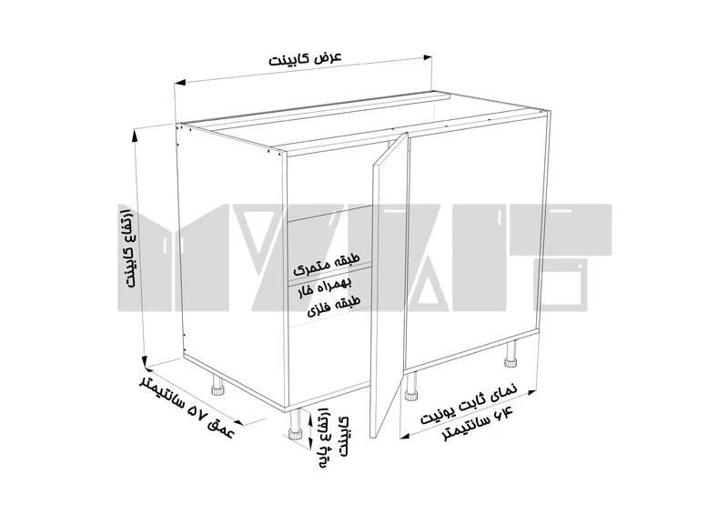 یونیت زمینی ثابتخور 120-110 سانتیمتر - 65 درصد ورق بدنه - 15 درصد ورق درب gallery2