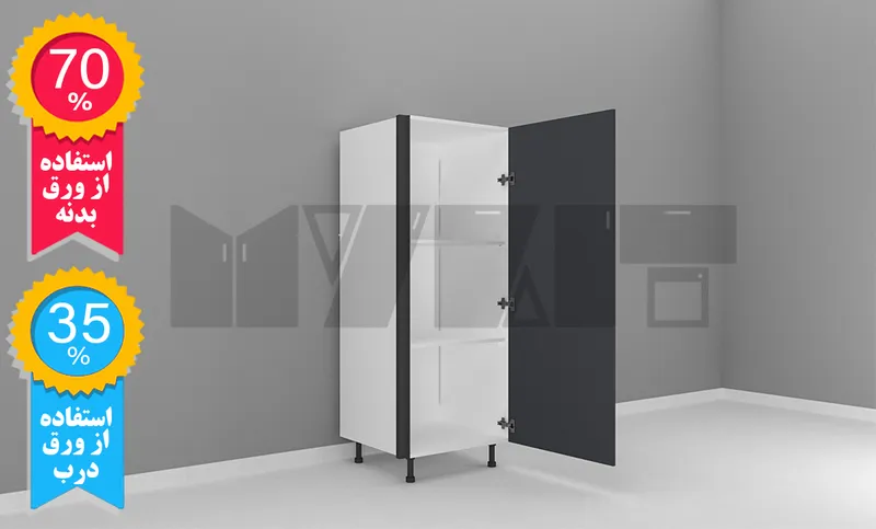 یونیت کمدی دستگیره پروفیلی 60-50 سانتیمتر -  ارتفاع 143-137 سانتیمتر - 70 درصد ورق بدنه - 35 درصد ورق درب gallery0