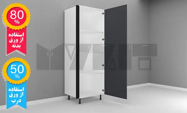 یونیت کمدی دستگیره پروفیلی 60-50 سانتیمتر -  ارتفاع 213-207 سانتیمتر - 80 درصد ورق بدنه - 50 درصد ورق درب