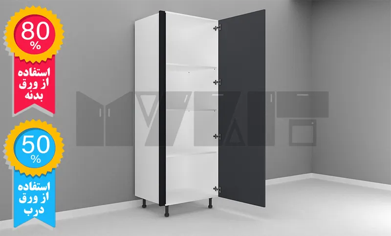 یونیت کمدی دستگیره پروفیلی 60-50 سانتیمتر -  ارتفاع 213-207 سانتیمتر - 80 درصد ورق بدنه - 50 درصد ورق درب gallery0