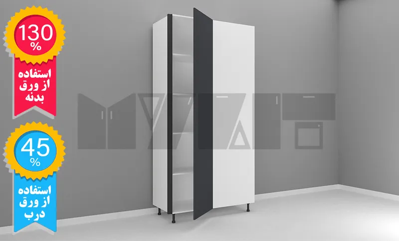 یونیت کمدی دستگیره پروفیلی ثابتخور 100-90 سانتیمتر - ارتفاع 253-247-231-227-213-207 سانتیمتر - 130 درصد ورق بدنه - 45 درصد ورق درب gallery0