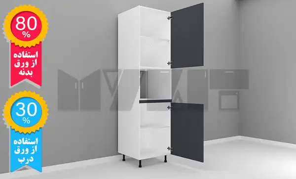 یونیت کمدی ماکرویو 60 سانتیمتر - ارتفاع 213-207 سانتیمتر - 80 درصد ورق بدنه - 30 درصد ورق درب